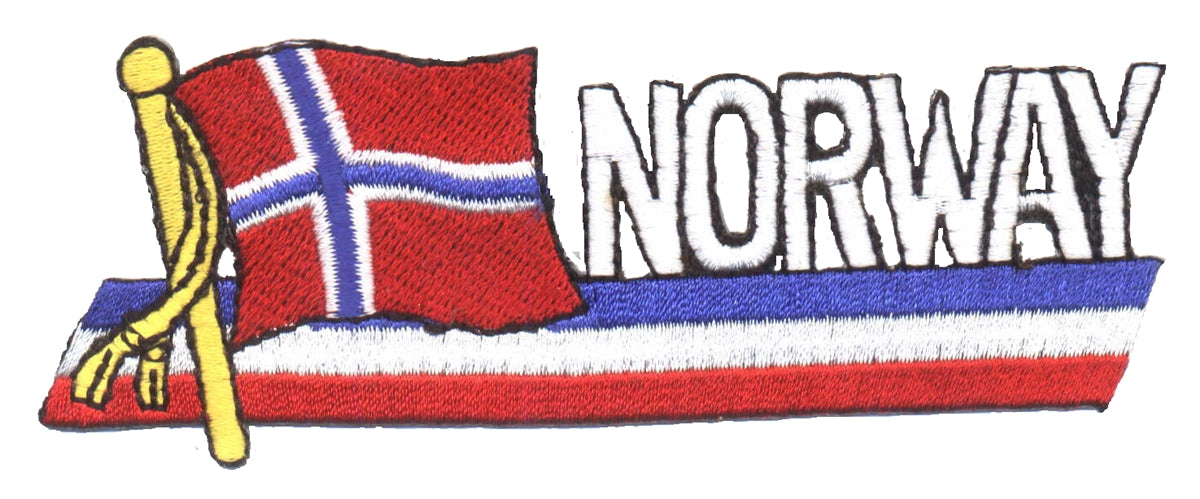 NORWAY wavy flag ribbon souvenir embroidered patch