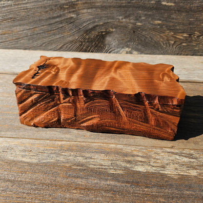 Redwood Jewelry Box Curly Wood Engraved Rustic Handmade California #610 Memento Box, Mom Gift, Anniversary Gift