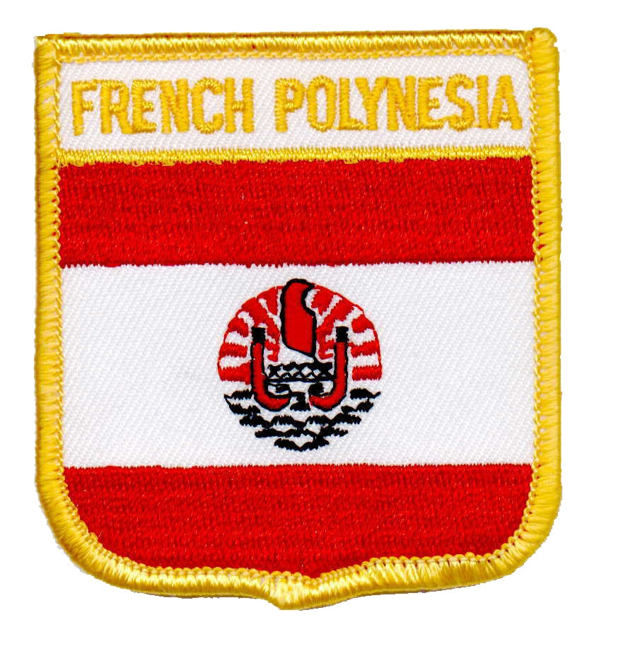 FRENCH POLYNESIA medium flag shield souvenir embroidered patch