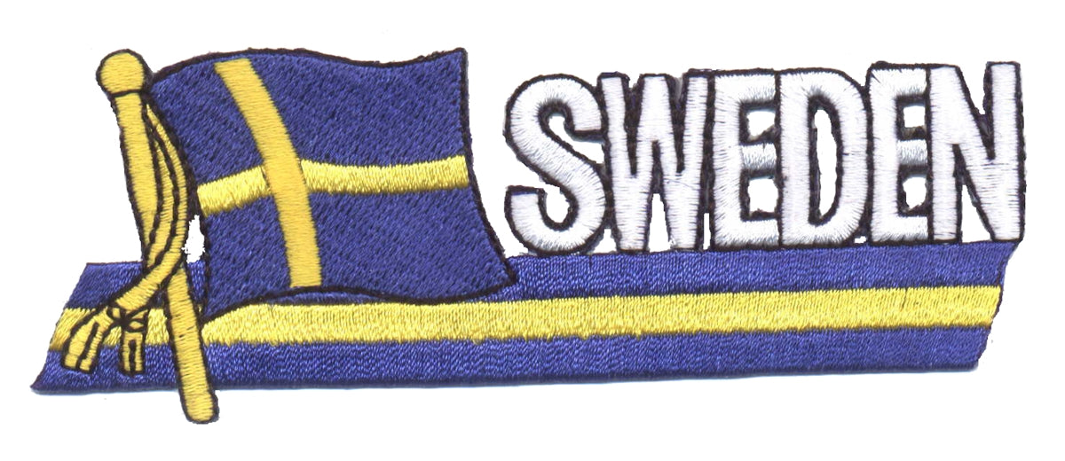 SWEDEN wavy flag ribbon souvenir embroidered patch