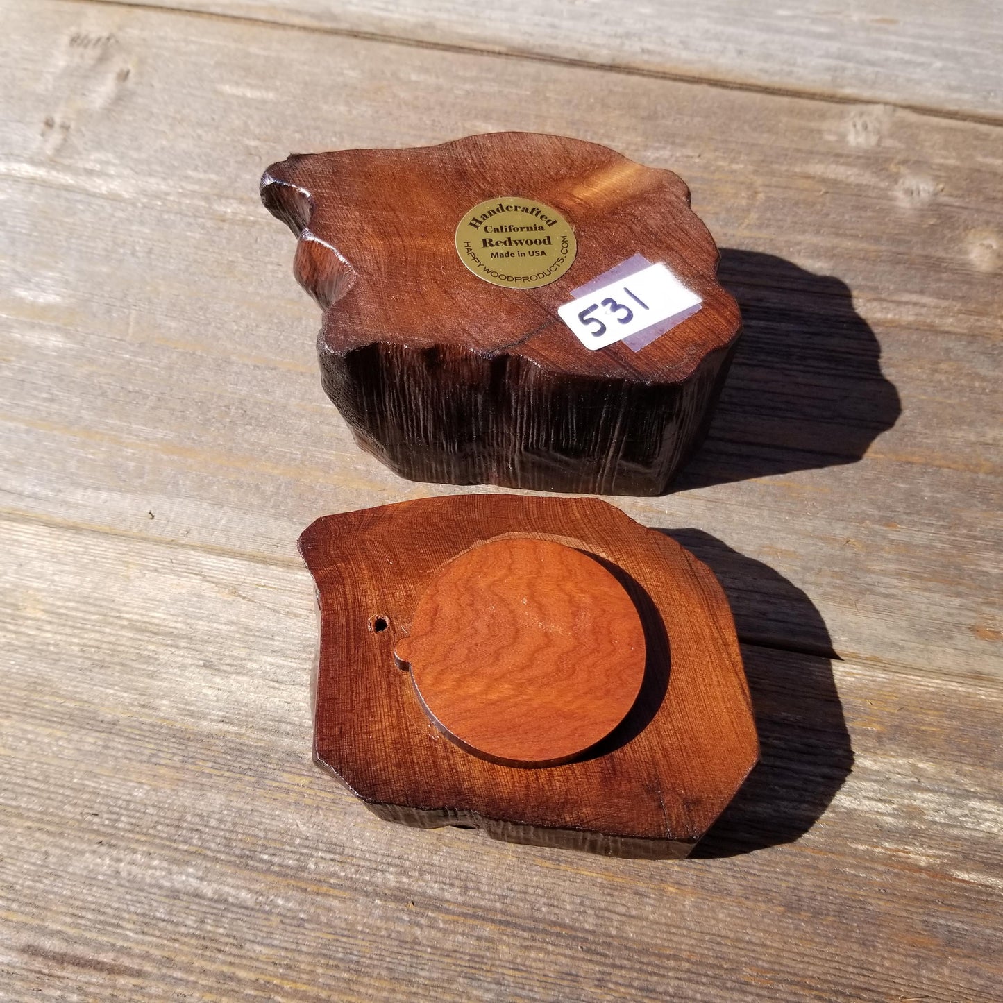 Wood Ring Box Redwood Rustic Handmade California #531 Storage Live Edge Mini Birthday Gift Christmas Gift Mother's Day Gift