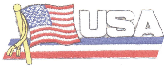 USA wavy flag ribbon souvenir embroidered patch