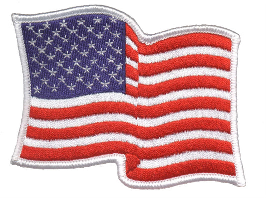 wavy US flag, white border uniform or souvenir embroidered patch