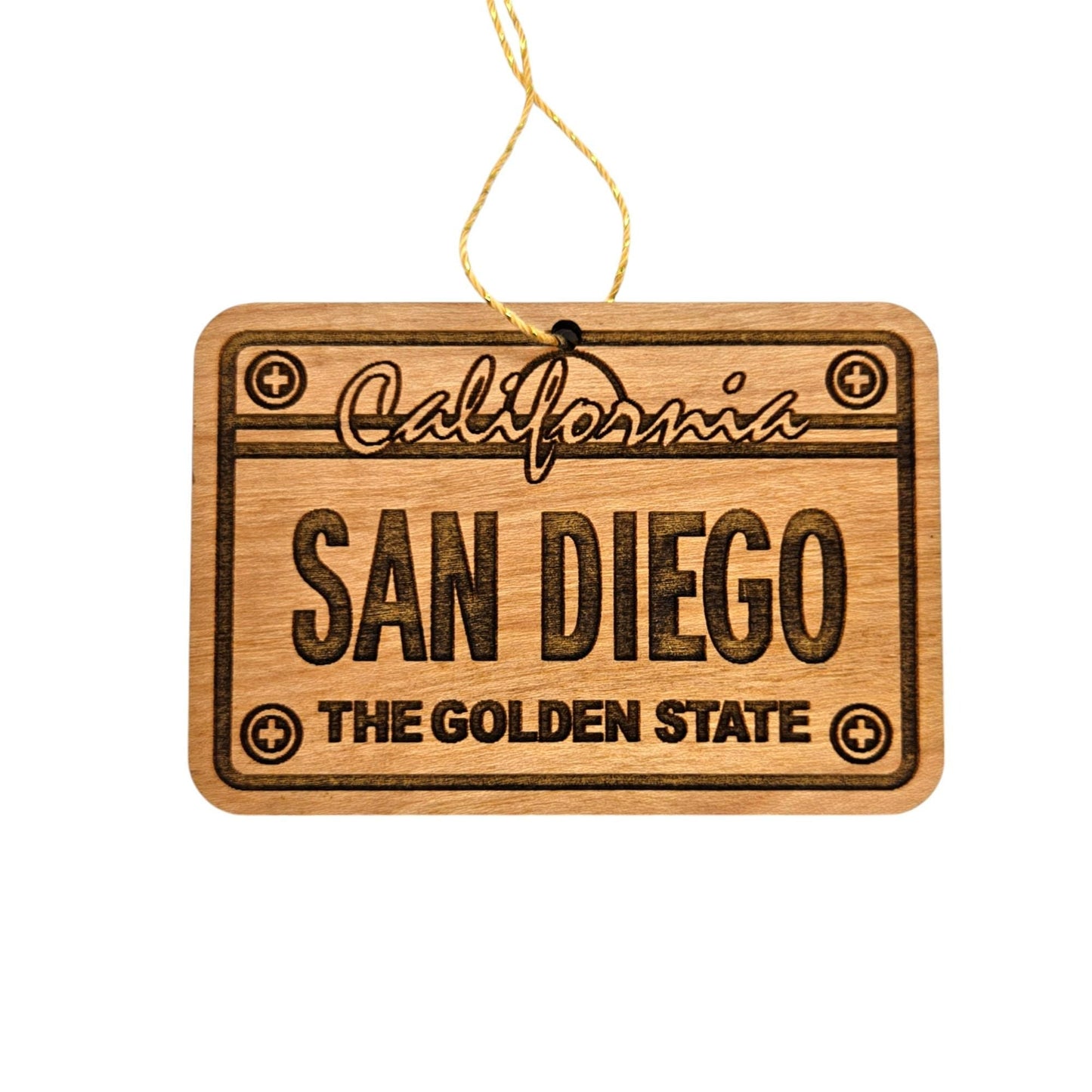 San Diego California License Plate Christmas Ornament Handmade Wood Ornament Made in USA San Diego Souvenir CA