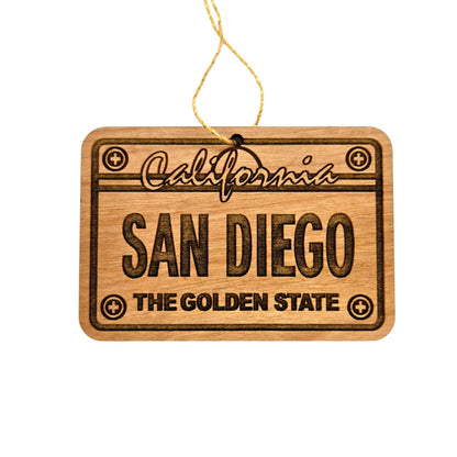 San Diego California License Plate Christmas Ornament Handmade Wood Ornament Made in USA San Diego Souvenir CA