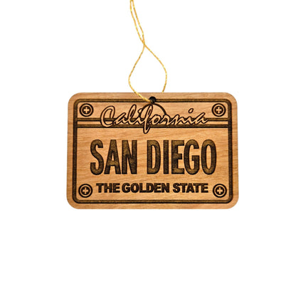 San Diego California License Plate Christmas Ornament Handmade Wood Ornament Made in USA San Diego Souvenir CA