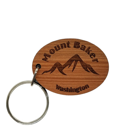 Wholesale Mount Baker WA Keychain Mountains Wood Keyring Washington WA Ski Skiing Snowboarding Cascades Koma Kulshan Stratovolcano