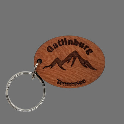 Wholesale Gatlinburg Keychain Tennessee Mountains Handmade Wood Keyring Souvenir TN Smoky Mountains Smokies