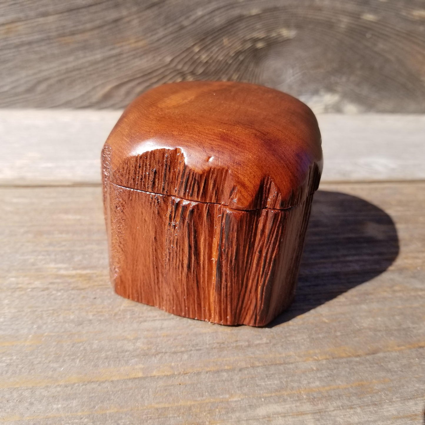 Wood Ring Box Redwood Rustic Handmade California #542 Storage Live Edge Mini Birthday Gift Christmas Gift Mother's Day Gift