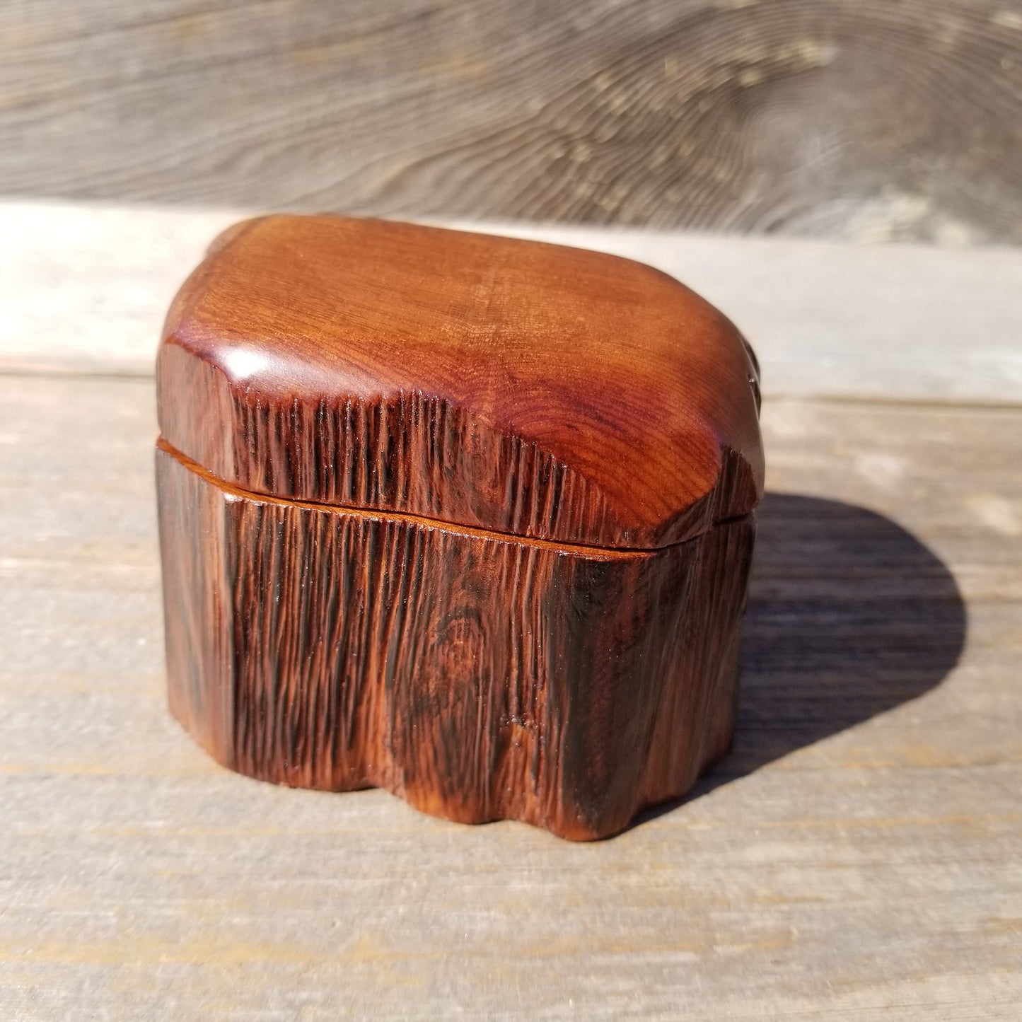 Wood Ring Box Redwood Rustic Handmade California #541 Storage Live Edge Mini Birthday Gift Christmas Gift Mother's Day Gift