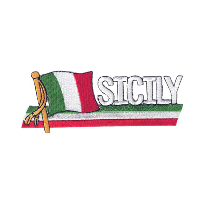 SICILY Wavy Flag Ribbon Patch - 7106