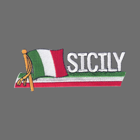 SICILY Wavy Flag Ribbon Patch - 7106