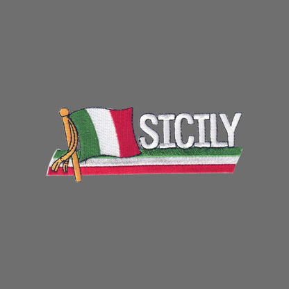 SICILY Wavy Flag Ribbon Patch - 7106