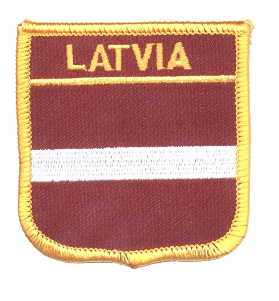 LATVIA medium flag shield souvenir embroidered patch