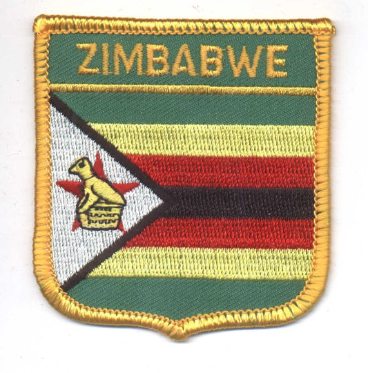 ZIMBABWE medium flag shield souvenir embroidered patch