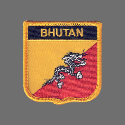 BHUTAN Flag Shield Patch - 7198