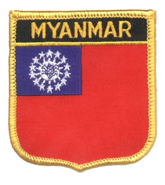 MYANMAR medium flag shield souvenir embroidered patch, Burma