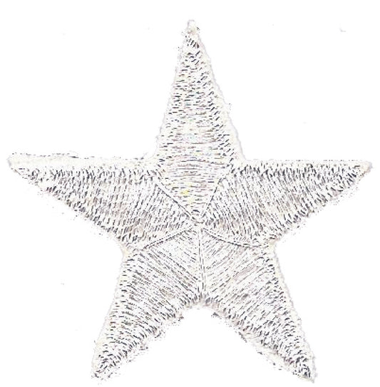 Silver Embroidered Star Patch 1.25" Iron - 7401-58M