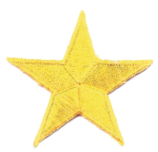 Yellow Embroidered Star Patch 1.75" Iron On- 7402-21
