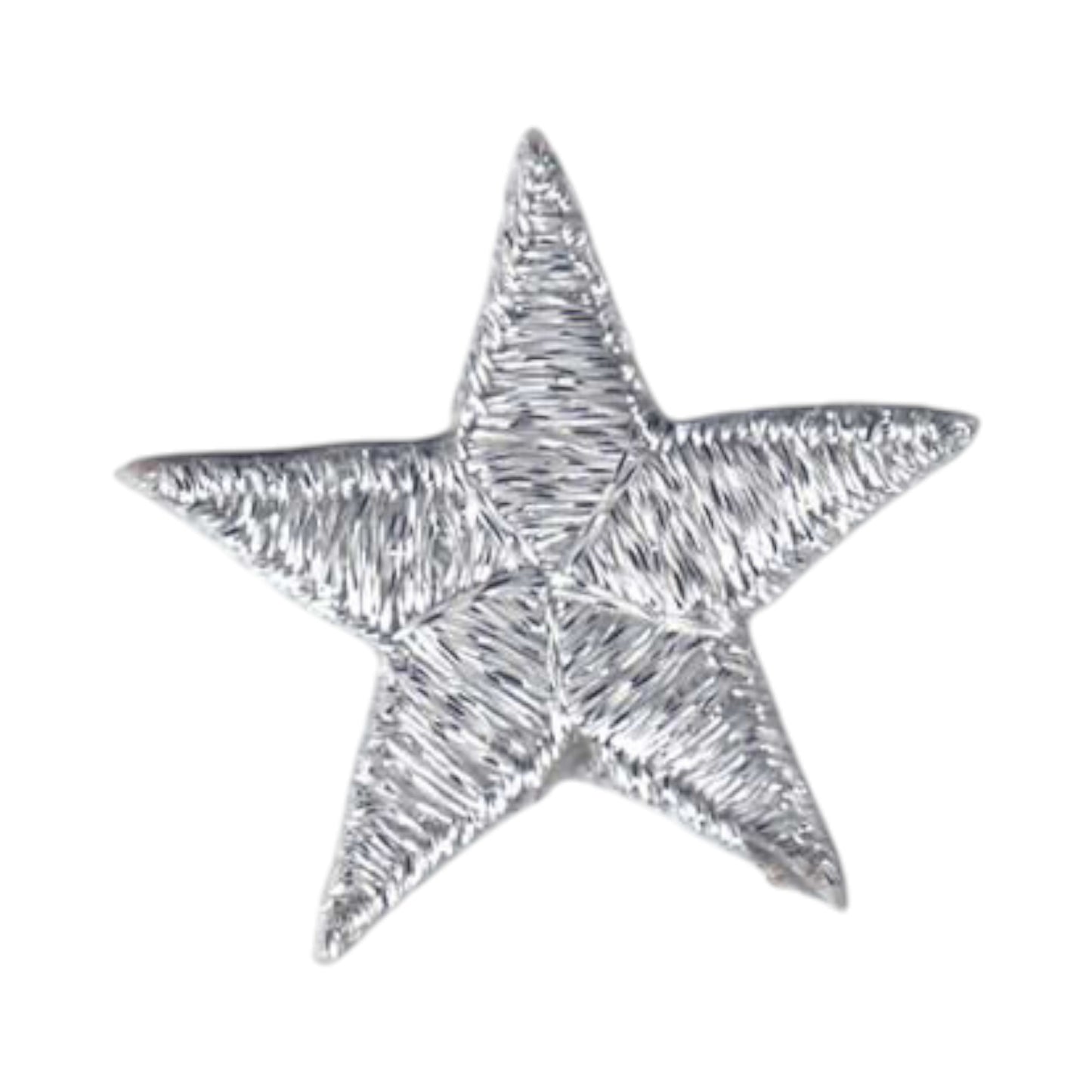 Silver Embroidered Star Patch 1.75 Inch 7402-58M