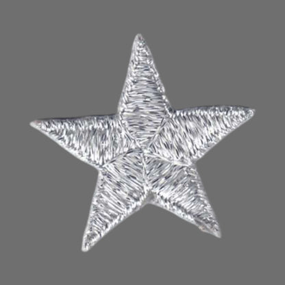 Silver Embroidered Star Patch 1.75 Inch 7402-58M