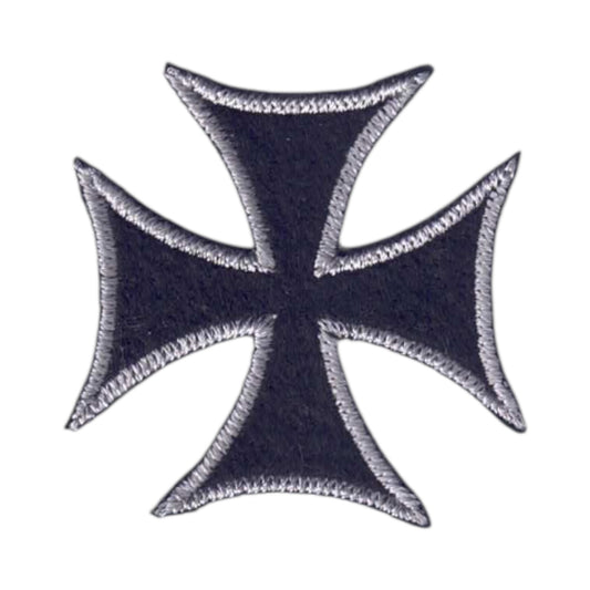 Silver Gray Black Maltese Cross Patch - 7439-58/01