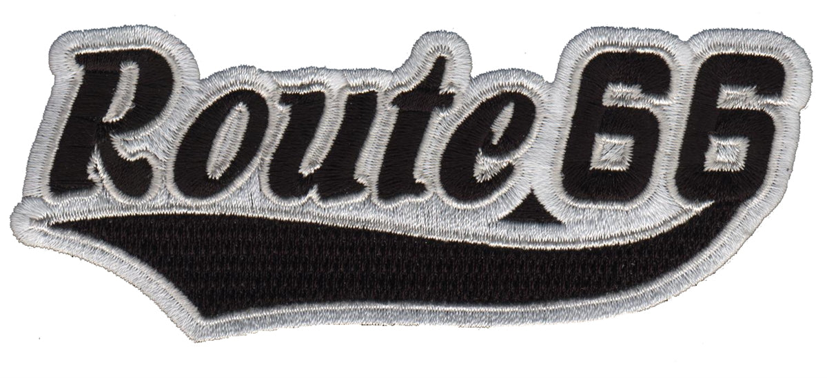 Route 66 script black on grey souvenir embroidered patch