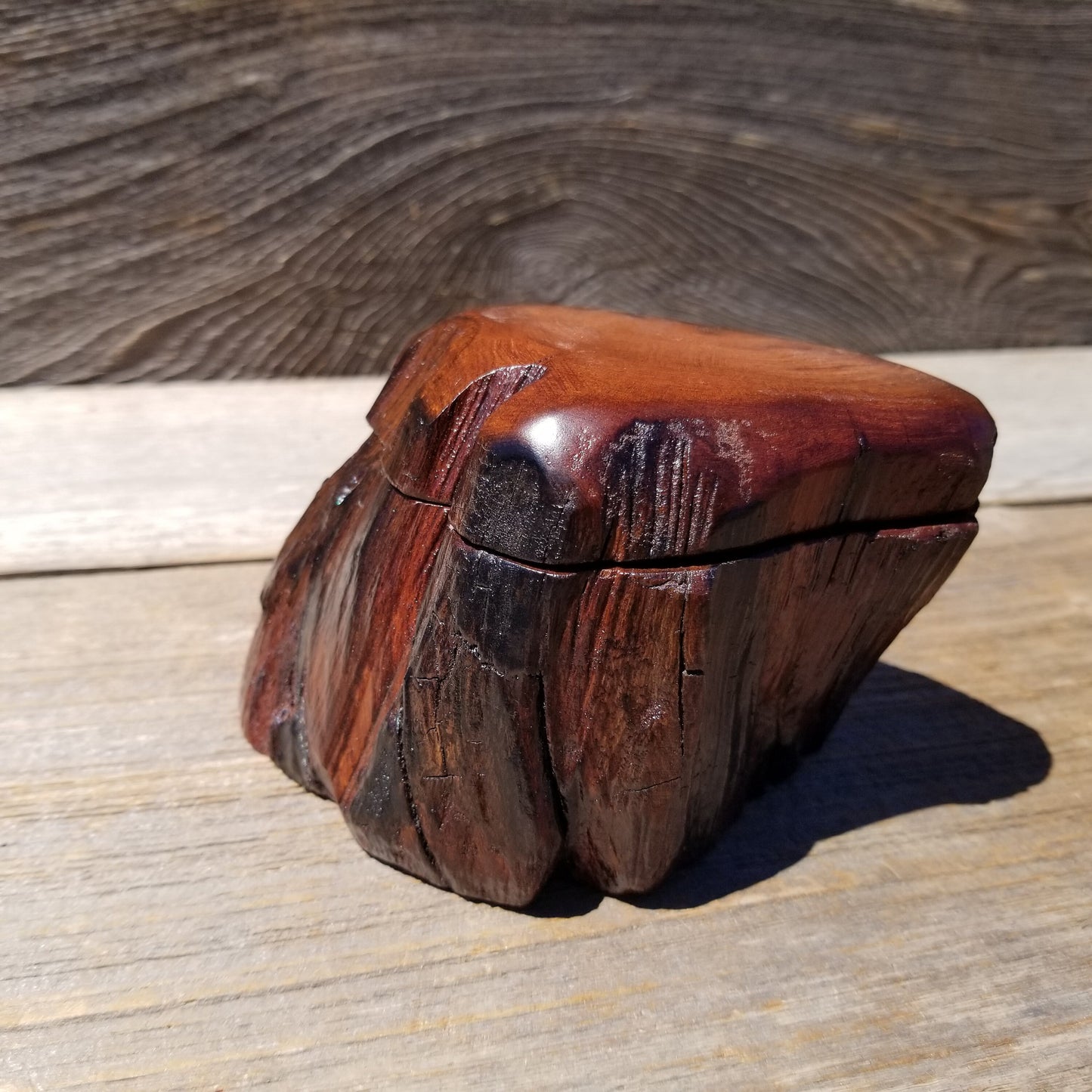 Wood Ring Box Redwood Rustic Handmade California #641 Storage Live Edge Mini Birthday Gift Christmas Gift Mother's Day Gift