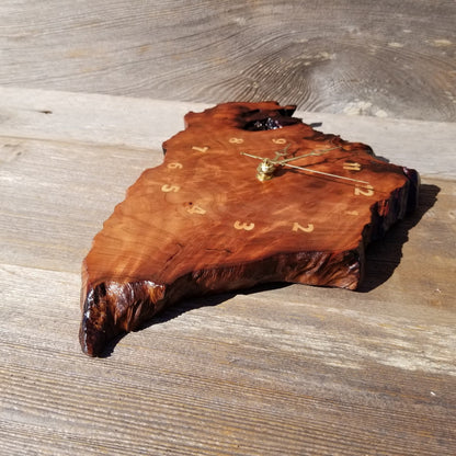 Wood Clock Wall Hanging Redwood Handmade Burl #555 Housewarming Gift Realtor Gift Redwood Burl Wall Clock Small