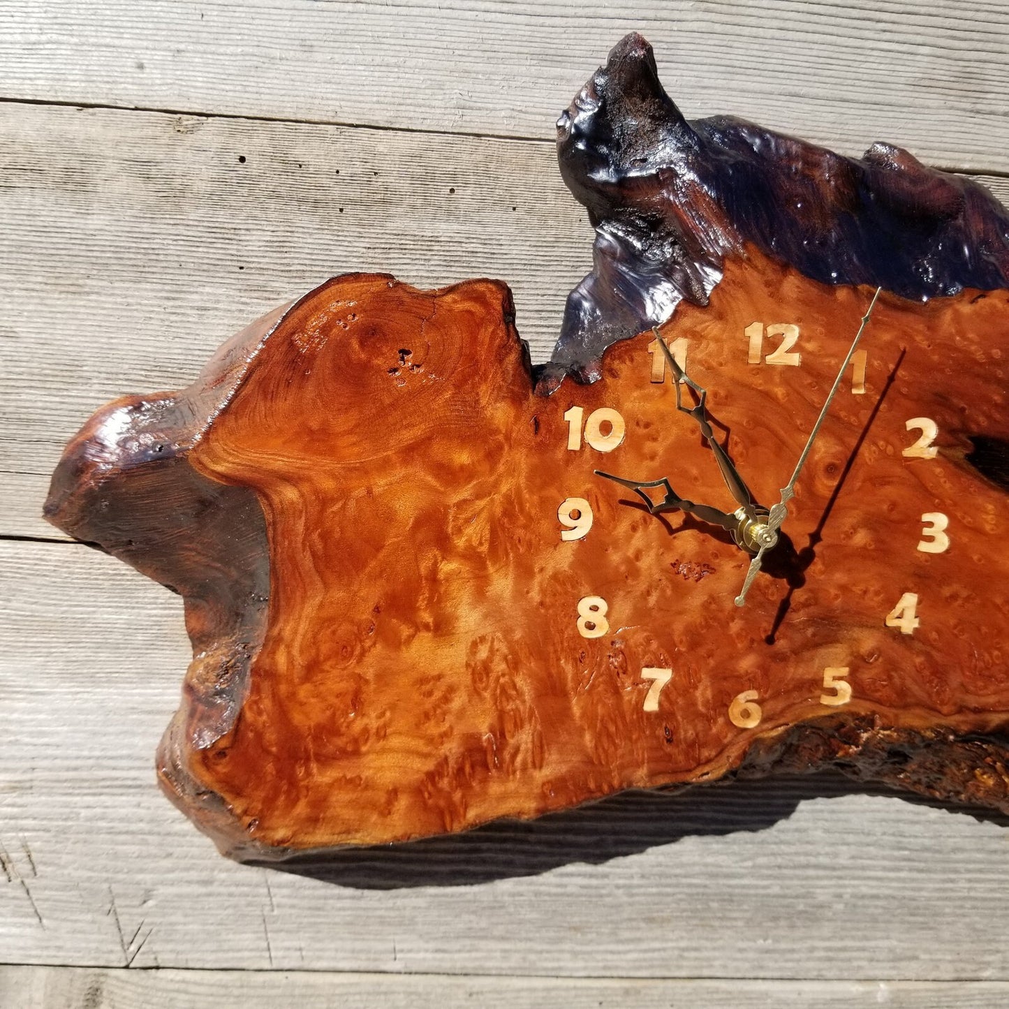 Wood Wall Clock Redwood Clock Handmade Wall Hanging Rustic Wedding Gift Burl Live Edge #558 Anniversary Small