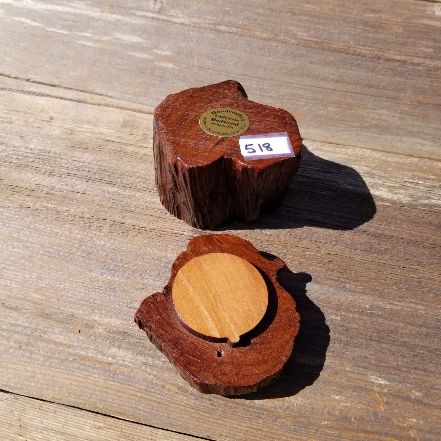 Wood Ring Box Redwood Rustic Handmade California #518 Storage Live Edge Mini Birthday Gift Christmas Gift Mother's Day Gift