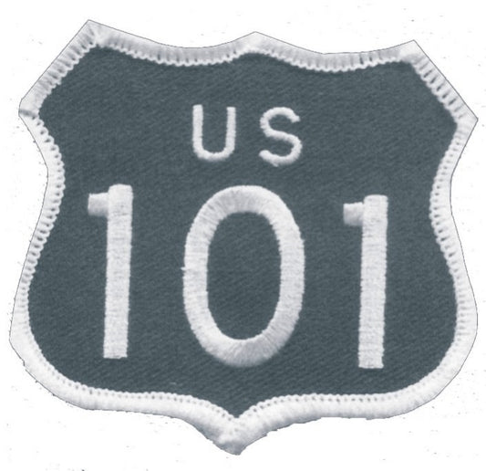 US 101 - 2" tall souvenir embroidered patch -White on Black.