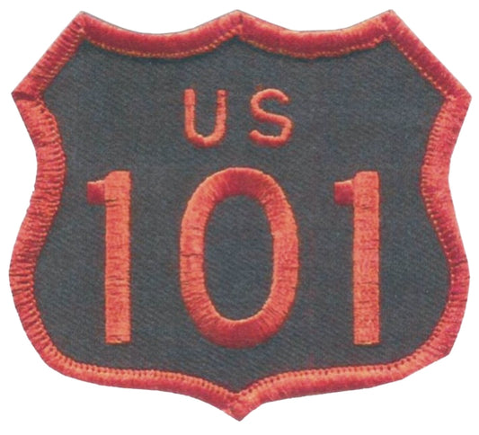 US 101 - 2.5" tall souvenir embroidered patch - Orange on Black.