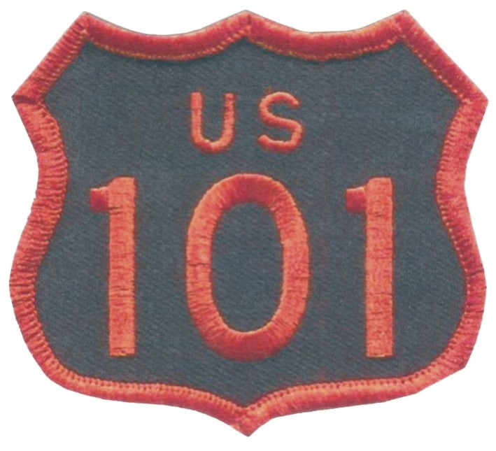 US 101 - 2" tall souvenir embroidered patch - Orange on Black.