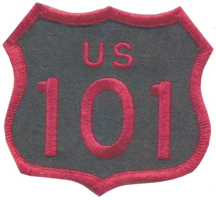 US 101 - 2" tall souvenir embroidered patch - Red on Black