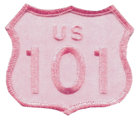 US 101 - 2" tall souvenir embroidered patch - Pink on Pink.