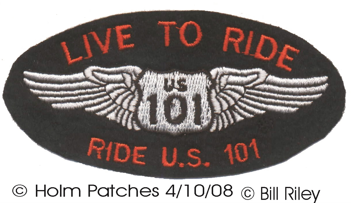 LIVE TO RIDE RIDE US 101 souvenir embroidered patch