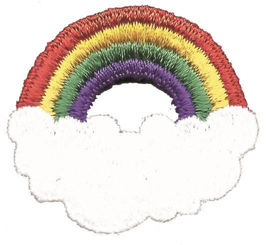 Rainbow & cloud embroidered aetz applique sew on patch.