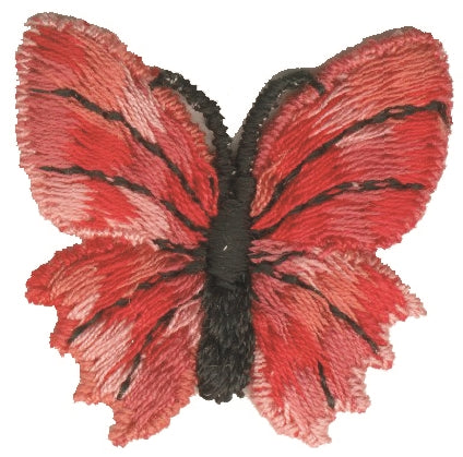 Red butterfly aetz embroidered sew on patch.