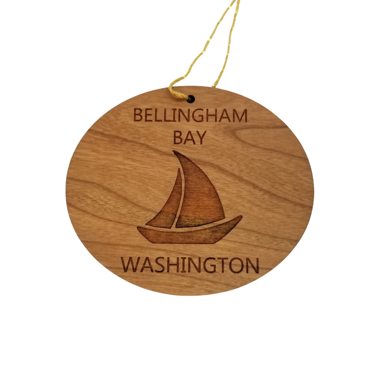 Bellingham Bay Washington Ornament - Handmade Wood Ornament - WA Souvenir Sailing Sailboat - Christmas Ornament 3 Inch