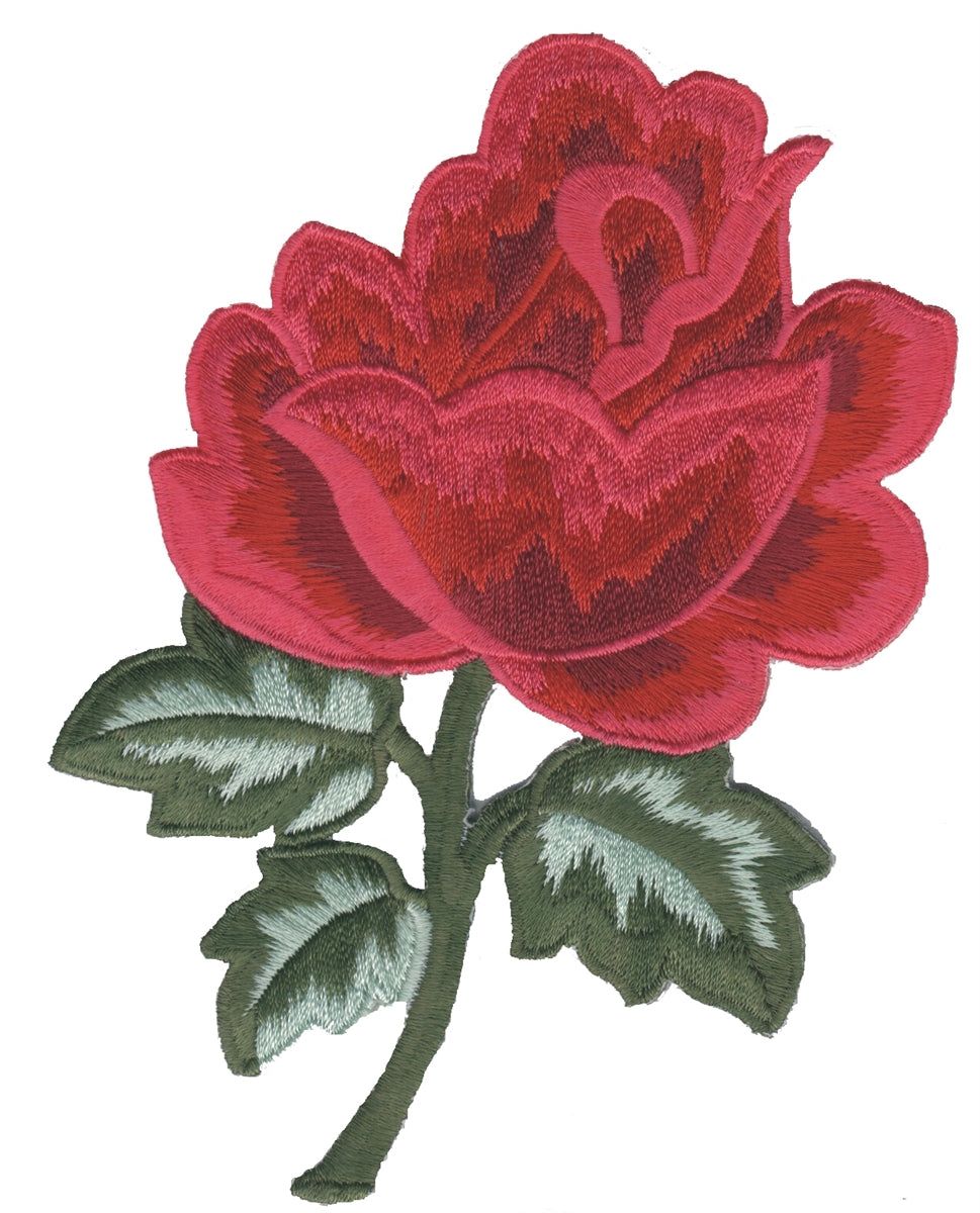 rose & leaves embroidered patch