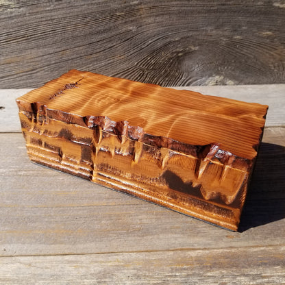 Handmade Wood Box with Redwood Tree Engraved Rustic Handmade Curly Wood #585 California Redwood Jewelry Box Storage Box