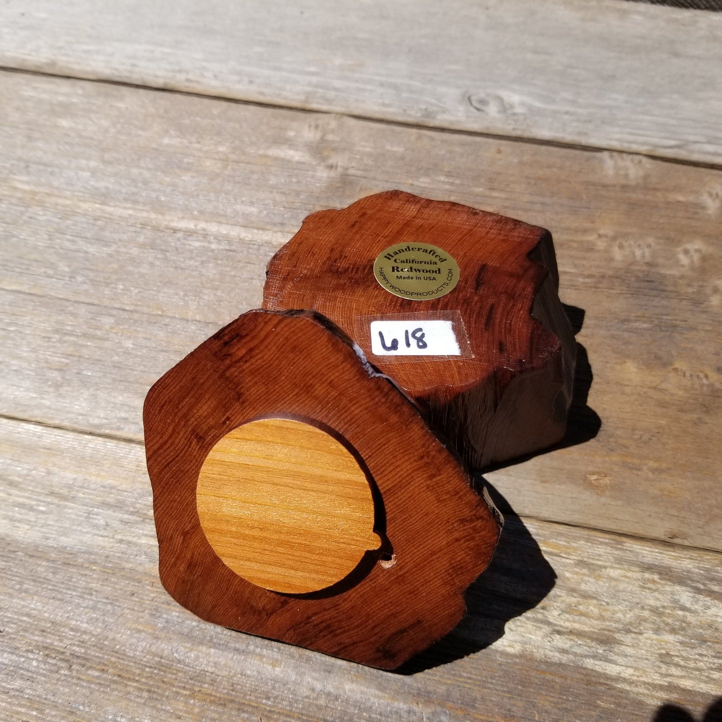 Wood Ring Box Redwood Rustic Handmade California Storage Live Edge Mini #618 Birthday Gift Christmas Gift Mother's Day Gift