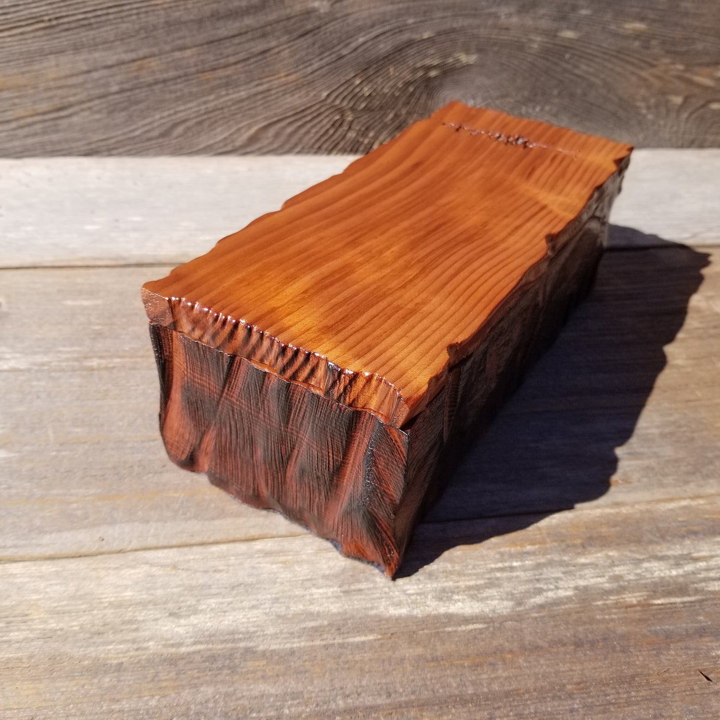 Wood Valet Box Curly Redwood Tree Engraved Rustic Handmade CA Storage #592 Handcrafted Christmas Gift Engagement Gift for Men Jewelry