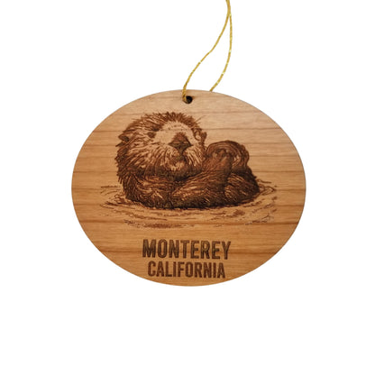 Monterey California Coastal Christmas Ornament Otter Handmade Wood Ornament Made in USA Monterey Souvenir CA