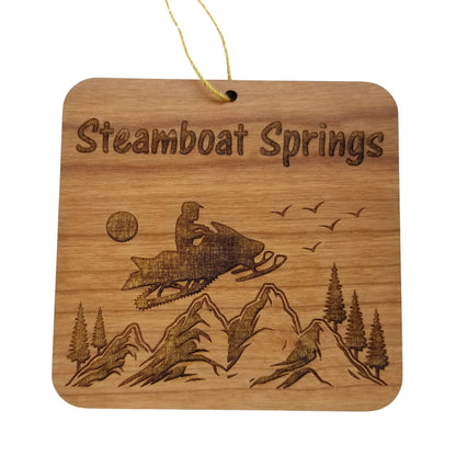 Steamboat Springs Colorado Snowmobile Mountains Ornament Handmade Wood Ornament Souvenir Christmas Snowmobiling