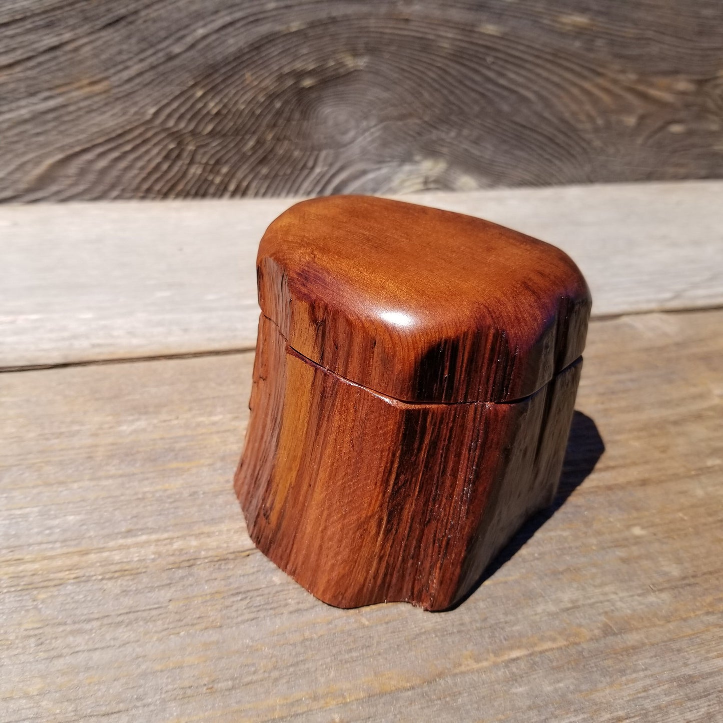 Wood Ring Box Redwood Rustic Handmade California #630 Storage Live Edge Mini Birthday Gift Christmas Gift Mother's Day Gift