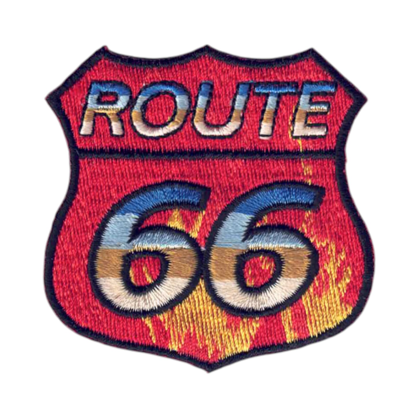 ROUTE 66 Fire Flames Shield Patch - 9596