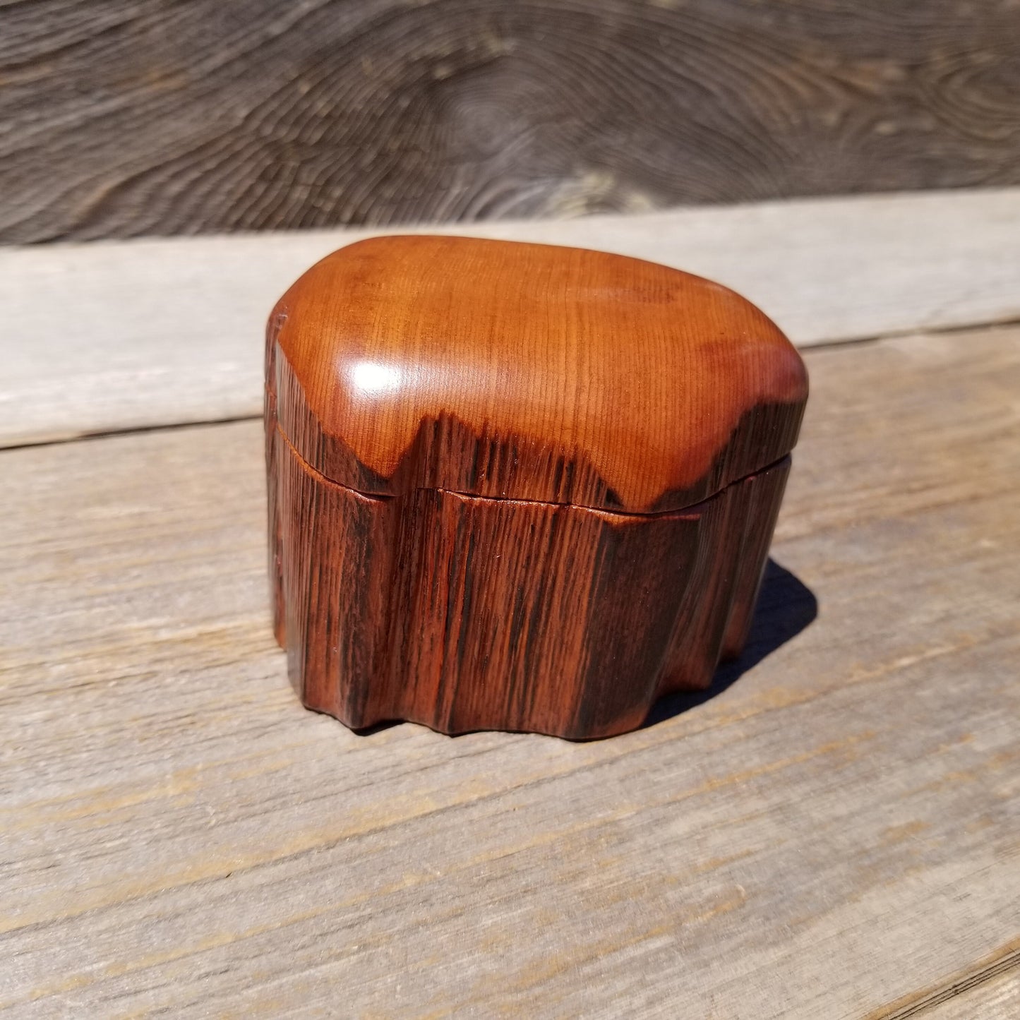 Wood Ring Box Redwood Rustic Handmade California #632 Storage Live Edge Mini Birthday Gift Christmas Gift Mother's Day Gift