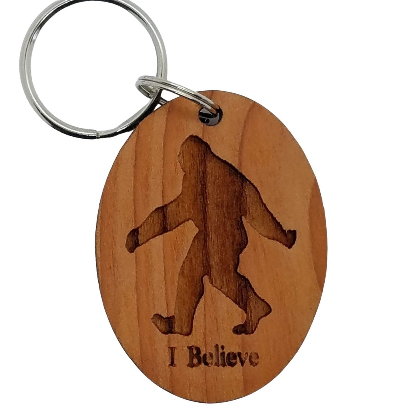 Wholesale Bigfoot I Believe Wood Keychain Sasquatch Keyring